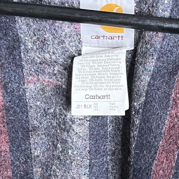 Carhartt Detroit Blanket Lined Black Jacket Sun Fading 48 Tall - Picture 5 of 6